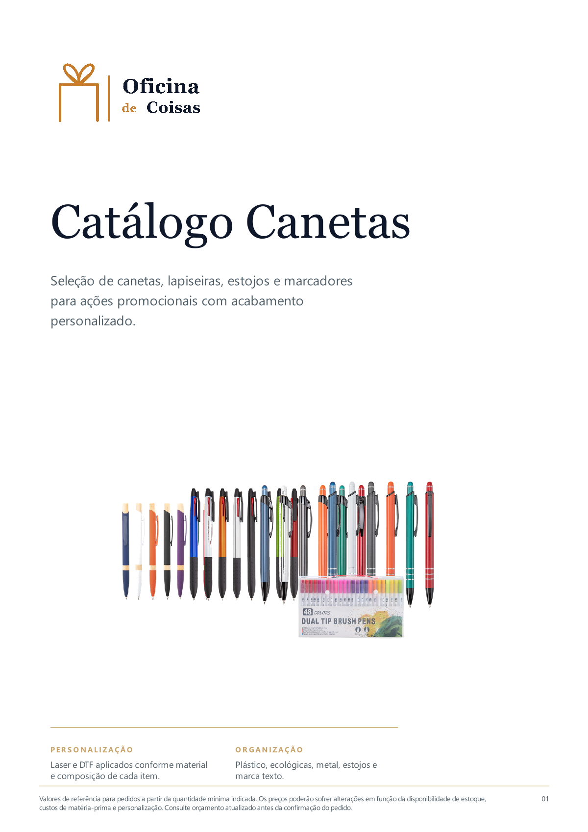 Capa do catálogo de papelaria e escritório
