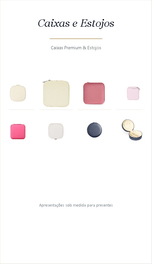 Produtos do catálogo de caixas premium e embalagens